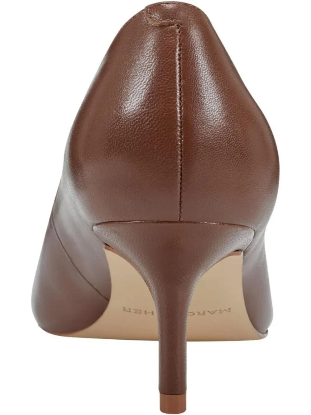 Women's Medium Brown Leather Pointed Toe Alola Casual Pumps Pull On Heel Shoes